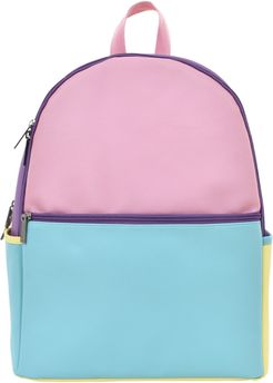 Colorblock Faux Leather Backpack - Pink