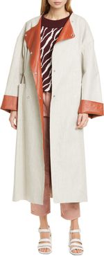 RODEBJER Portia Faux Leather Lined Linen Blend Coat at Nordstrom Rack