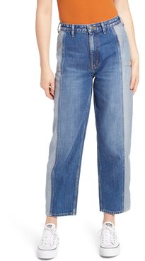 Two-Tone Seamed Stovepipe Jeans