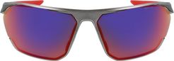Strauss 76mm Rectangular Sunglasses - Brushed Gunmetal/ Field Tint