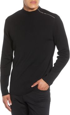 Shoulder Zip Cotton Blend Sweater