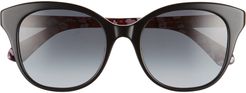 Bianka 52mm Gradient Cat Eye Sunglasses - Black/purple/darkgrey Gradient