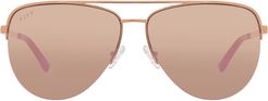 Tate 59mm Semi Rimless Aviator Sunglasses - Rose Gold/ Grey