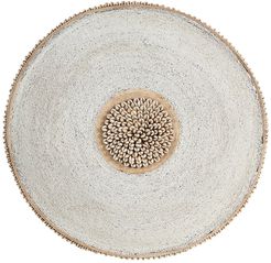 Willow Row Large Round Hand-Carved Baobab Wood - Cowrie Shell & White Beaded Shield at Nordstrom Rack