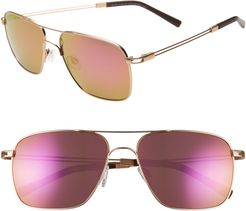 Haleiwa 56mm Polarizedplus2 Mirrored Navigator Sunglasses - Satin Gold/ Pink