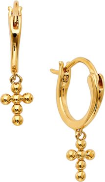 Lala Beaded Cross Huggie Hoop Earrings