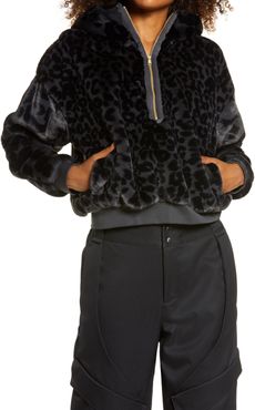 Court-To-Runway Animal Print Faux Fur Pullover Hoodie