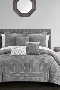 Chic Home Bedding Jodey Chenille Varied Geometric Patterns Design King Comforter Set - Grey - 6-Piece Set at Nordstrom Rack