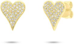 Ron Hami 14K Yellow Gold Pave Diamond Heart Stud Earrings - 0.17 ctw at Nordstrom Rack
