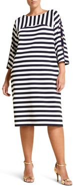 Plus Size Women's Marina Rinaldi Occhiali Directional Stripe Jersey Shift Dress