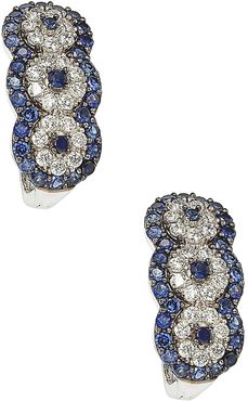 Suzy Levian Sterling Silver Blue Sapphire, Created White Sapphire & Brown Diamond Circle Earrings - 0.02 ctw at Nordstrom Rack