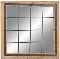 Willow Row Contemporary Square Iron And Wood Grid-Patterned Wall Mirror at Nordstrom Rack