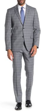 Tommy Hilfiger Grey Blue Plaid Two Button Notch Lapel Slim Fit Suit at Nordstrom Rack