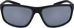 Adrenaline 66mm Rectangular Sunglasses - Matte Wolf Grey/ Blue Mirror