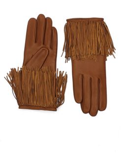 Fringe Lambskin Leather Gloves