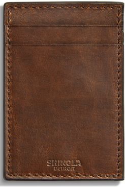Navigator Leather Money Clip Card Case - Brown