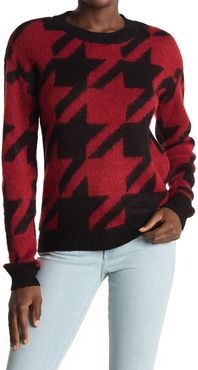 Love by Design Long Sleeve Hounds Tooth Crewneck Sweater at Nordstrom Rack
