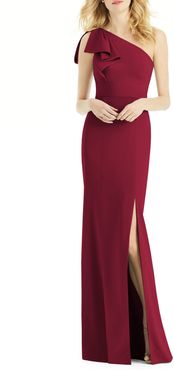 Bow One-Shoulder Trumpet Gown