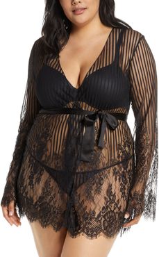 Plus Size Women's Oh La La Cheri Luna Stripe Eyelash Lace Wrap