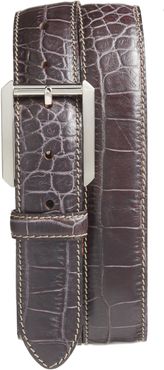 Embossed Leather Belt Brown