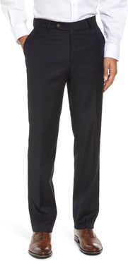 Flat Front Stretch Solid Wool Trousers