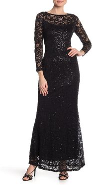 Marina Sequin Lace Long Sleeve Gown at Nordstrom Rack