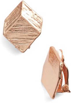 Brushed Square Clip-On Earrings