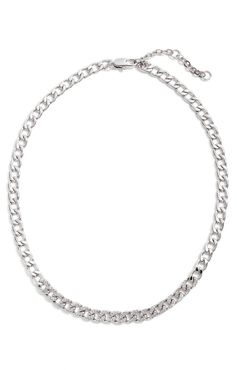 Pave Cubic Zirconia Curb Chain Collar Necklace