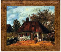 Overstock Art Cottage and Woman with Goat - Framed Oil Reproduction of an Original Painting by Vincent Van Gogh at Nordstrom Rac