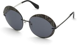 67mm Round Sunglasses - Matte Black / Smoke