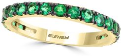 Effy 14K Yellow Gold Pave Emerald Eternity Band Ring - Size 7 at Nordstrom Rack