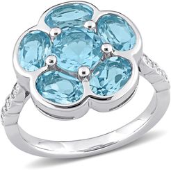 Delmar BLUE TOPAZ FLORAL RING at Nordstrom Rack