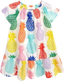 Girl's Mini Boden Kids' Pineapple Print Woven Dress