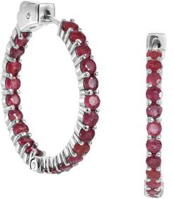 Savvy Cie Sterling Silver Ruby Inside Out Hoop Earrings at Nordstrom Rack