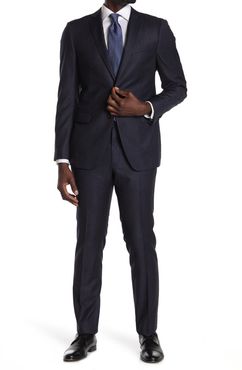 John Varvatos Collection Navy Sharskin Two Button Notch Lapel Wool Tailored Fit Suit at Nordstrom Rack