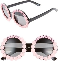 Wifey Material Flower Round Sunglasses - Pink/ Black