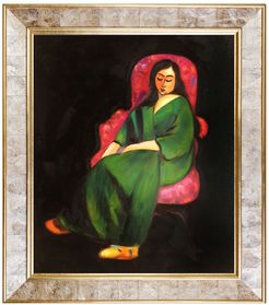 Overstock Art Henri Matisse "Lorette In A Green Robe Against A Black Background" Framed Painting at Nordstrom Rack