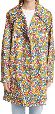 Pop Garden Floral Print Trench Coat