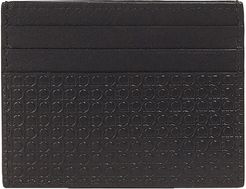 Gancio Embossed Leather Card Case - Black