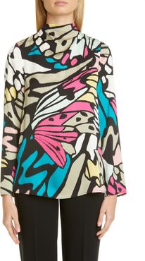 St. John Evening Monarch Butterfly Print Silk Blend Top at Nordstrom Rack