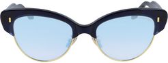 55mm Gradient Cat Eye Sunglasses - Navy Blue/ Mirror