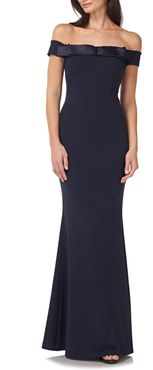 Off The Shoulder Crepe Mermaid Gown