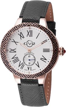 Gevril Women's Astor Enamel Diamond Swiss Quartz Leather Strap Watch, 40mm - 0.24 ctw at Nordstrom Rack