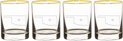 State Love Set Of 4 Gold Rimmed Whiskey Glasses