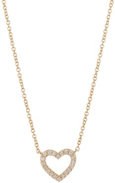 Bony Levy 18K Gold Open Heart Pave Diamond Heart Pendant Necklace - 0.09 ctw at Nordstrom Rack
