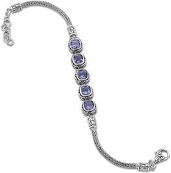 Samuel B Jewelry Sterling Silver Cushion Cut Amethyst Station Bracelet at Nordstrom Rack