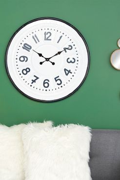 Willow Row Large Round Farmhouse Style Dark Teal & White Metal Wall Clock at Nordstrom Rack