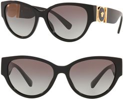 56mm Cat Eye Sunglasses - Black/ Grey Gradient