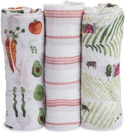 3-Pack Cotton Muslin Blankets