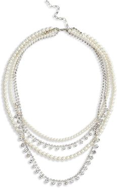 Imitation Pearl & Crystal Layered Necklace